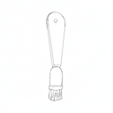 Line drawing of a brush with a handle and bristles on a white background